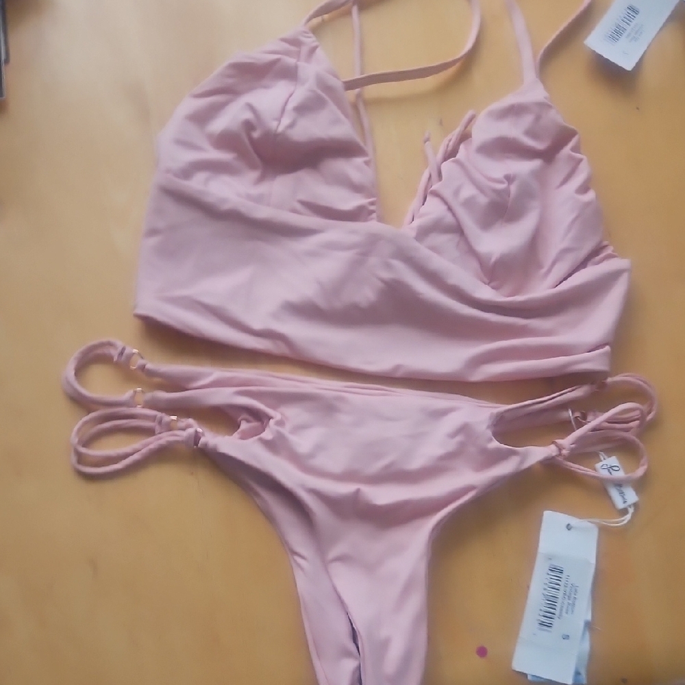 Pink Minimalist Bikini with Adjustable Straps Frankies bikinis NWT